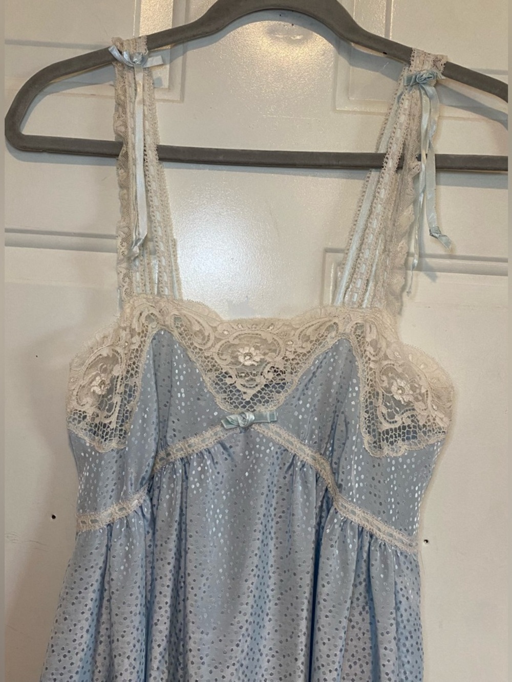 Christian Dior Lingerie Polka Dot Lace Slip Gown Sz Small Polyester Vintage 70s - Picture 3 of 13